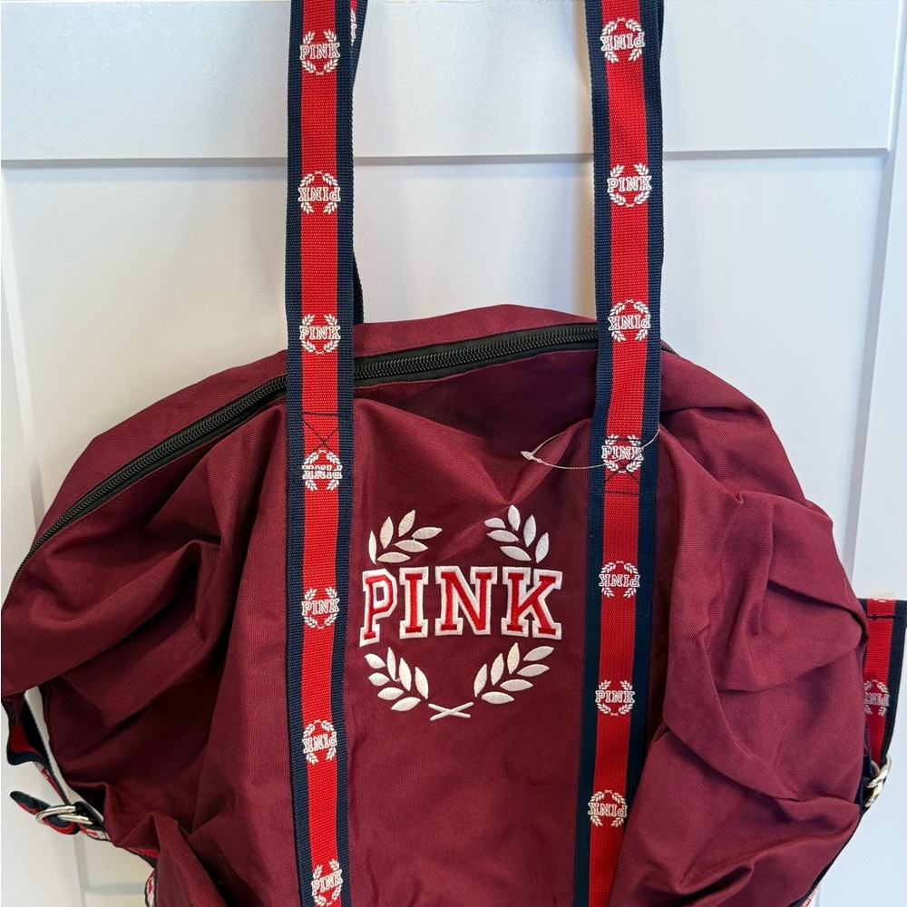 PINK Victoria's Secret Maroon Tote with Red Straps
